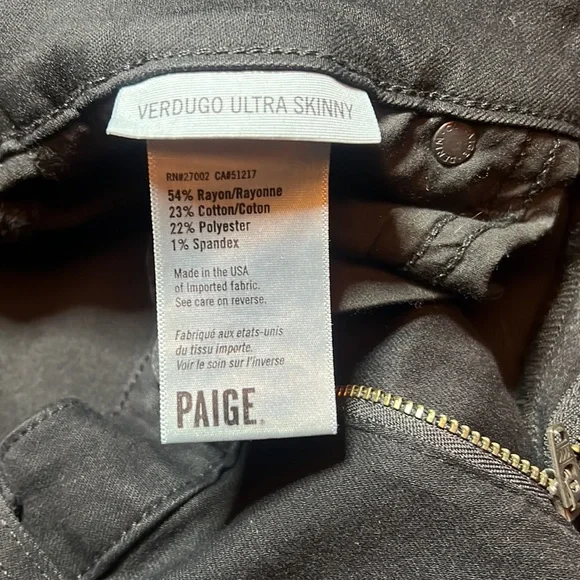 Paige denim black Verdugo Ultra Skinny Sz 29 - Picture 5 of 5